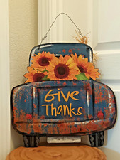 Sunflower Farm Country Rustic Give Thanks Wall Decor Hanging Sign