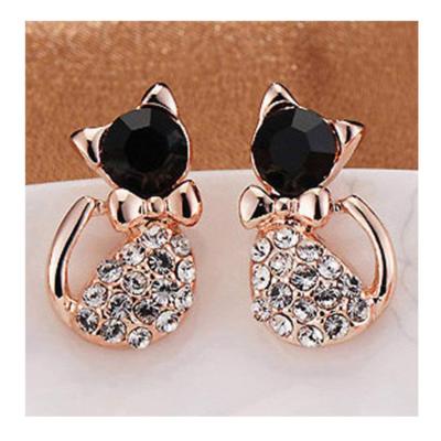 EJY Vintage schwarze Katze Ohrringe Ohrstecker Kristall süß Katze Kätzchen Liebhaber Weihnachtsgeschenk