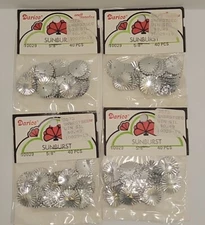 Vintage Darice Sunburst Sequin Lot of 4 Silver Tone 5/8" NOS Sealed 