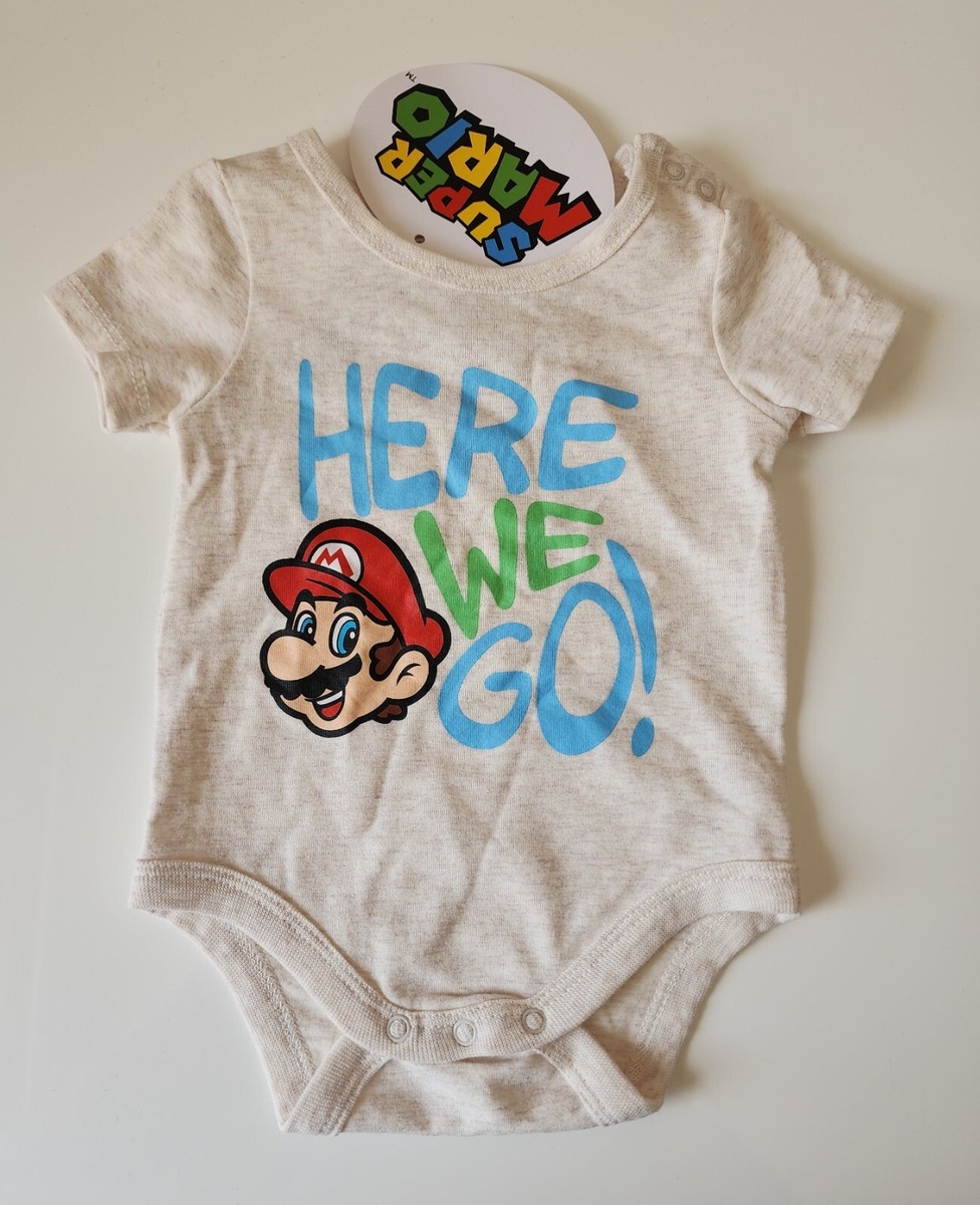 Nintendo Super Mario Baby Cream Printed Short Sleeve Bodysuit