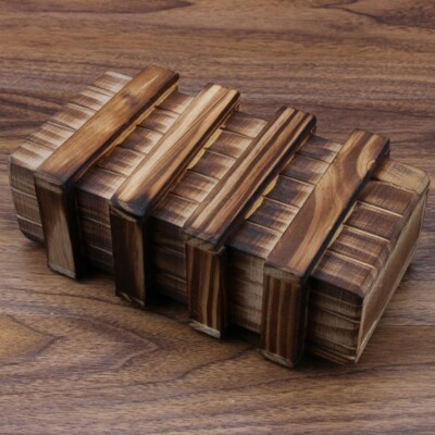 3-Wege offene Holz Puzzle Box geheime Brainteaser Würfel Spielzeug Zaubertrick Schublade