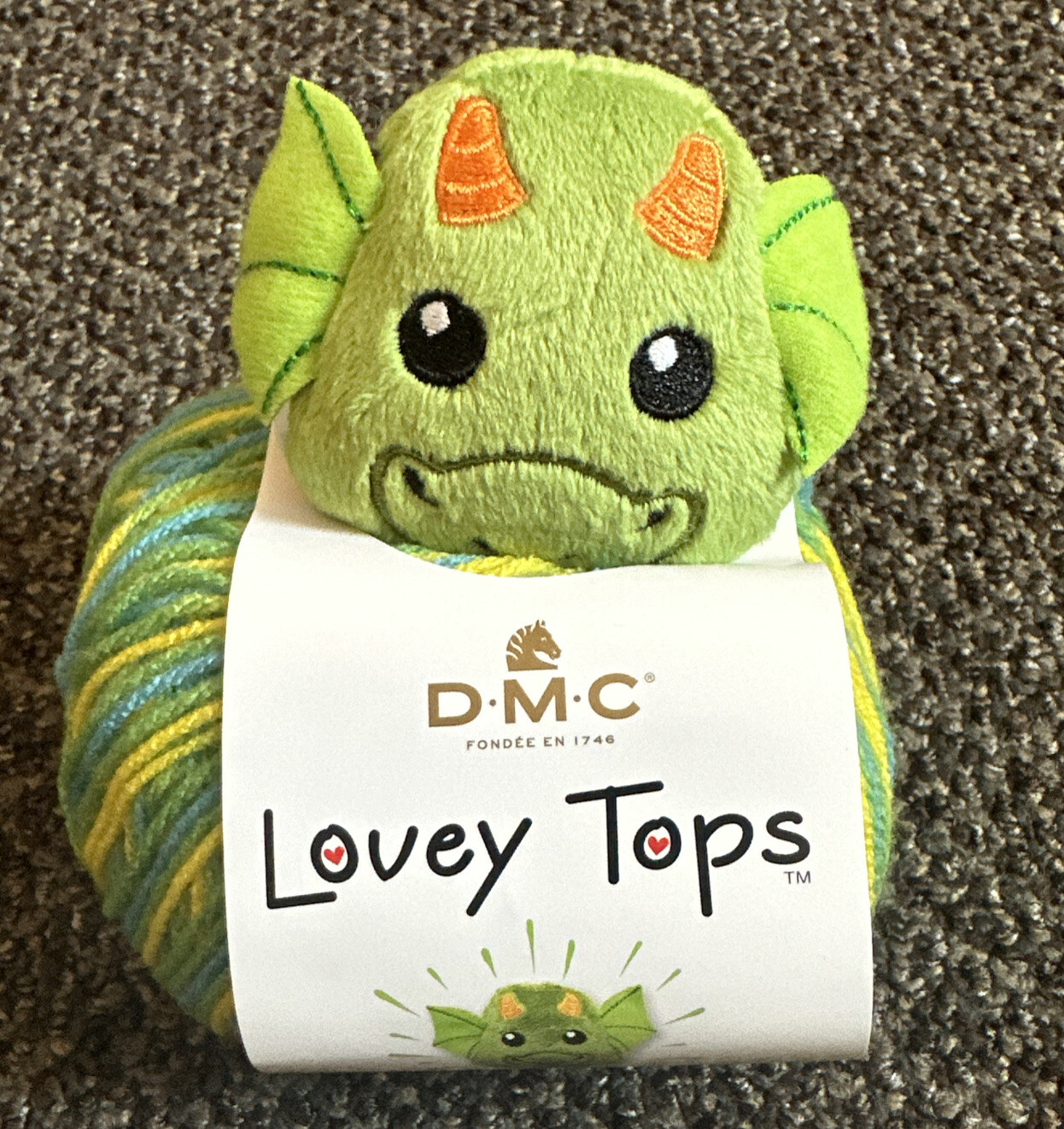 DMC Lovey Tops Green Dragon Pacifier Clip Yarn Knitting Security Baby Blanket
