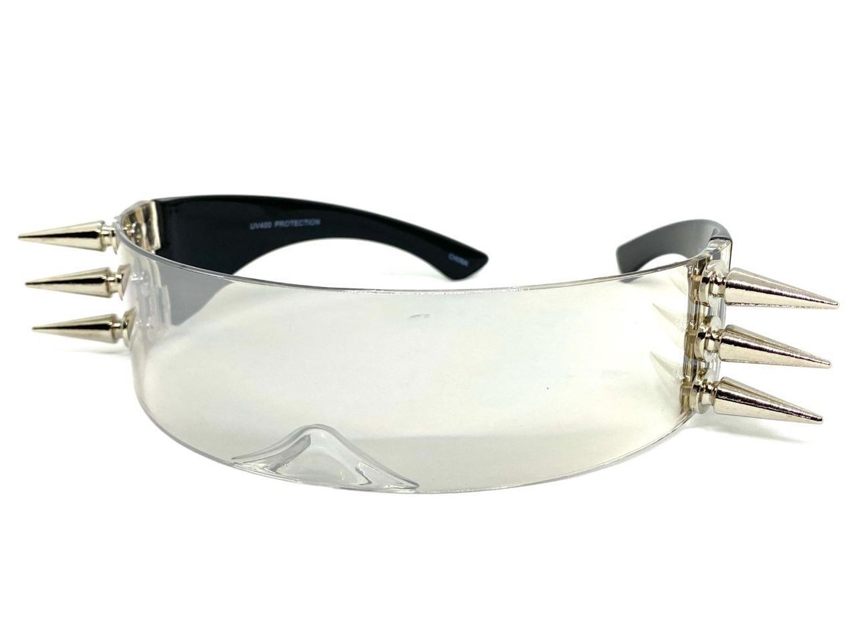 Biker Gothic Punk Rock Raver Shield Party DJ SUN GLASSES Clear
