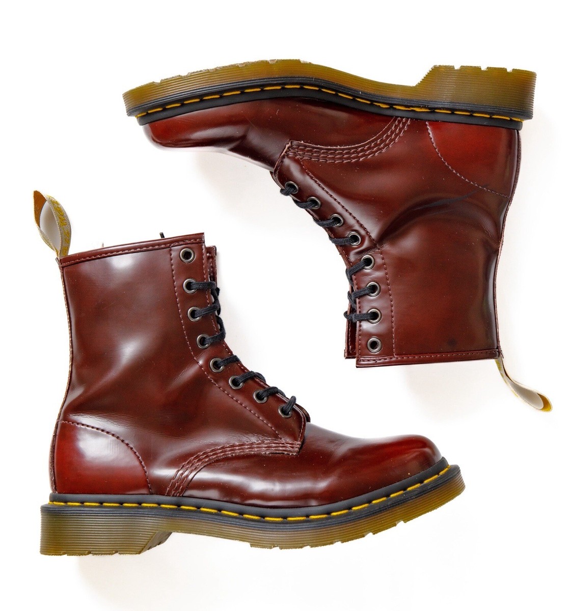 Dr Martens Vegan Leather Boots 1460 US 8 L Burgundy Red Doc
