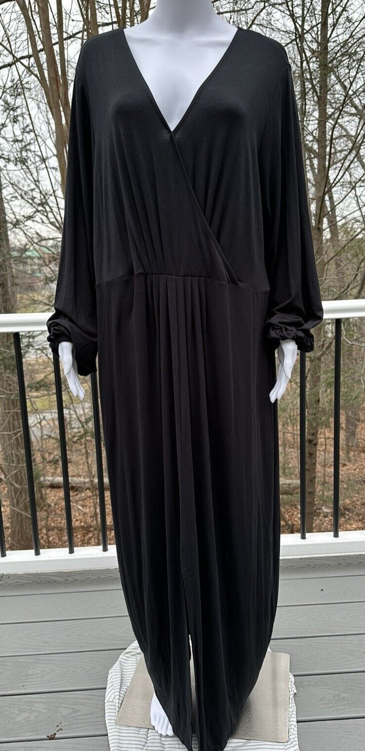 Haute Hippie 1X Tribe Maya V-Neck Maxi Long Sleeve Stretch Viscose