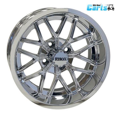 14" Chrome Golf Cart Wheels/Rims on Tires Combo (215/35-14 DOT) Set of 4