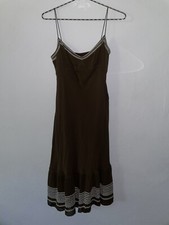 Ann Taylor Loft Dark Brown Embroidered 100% Silk Midi Dress