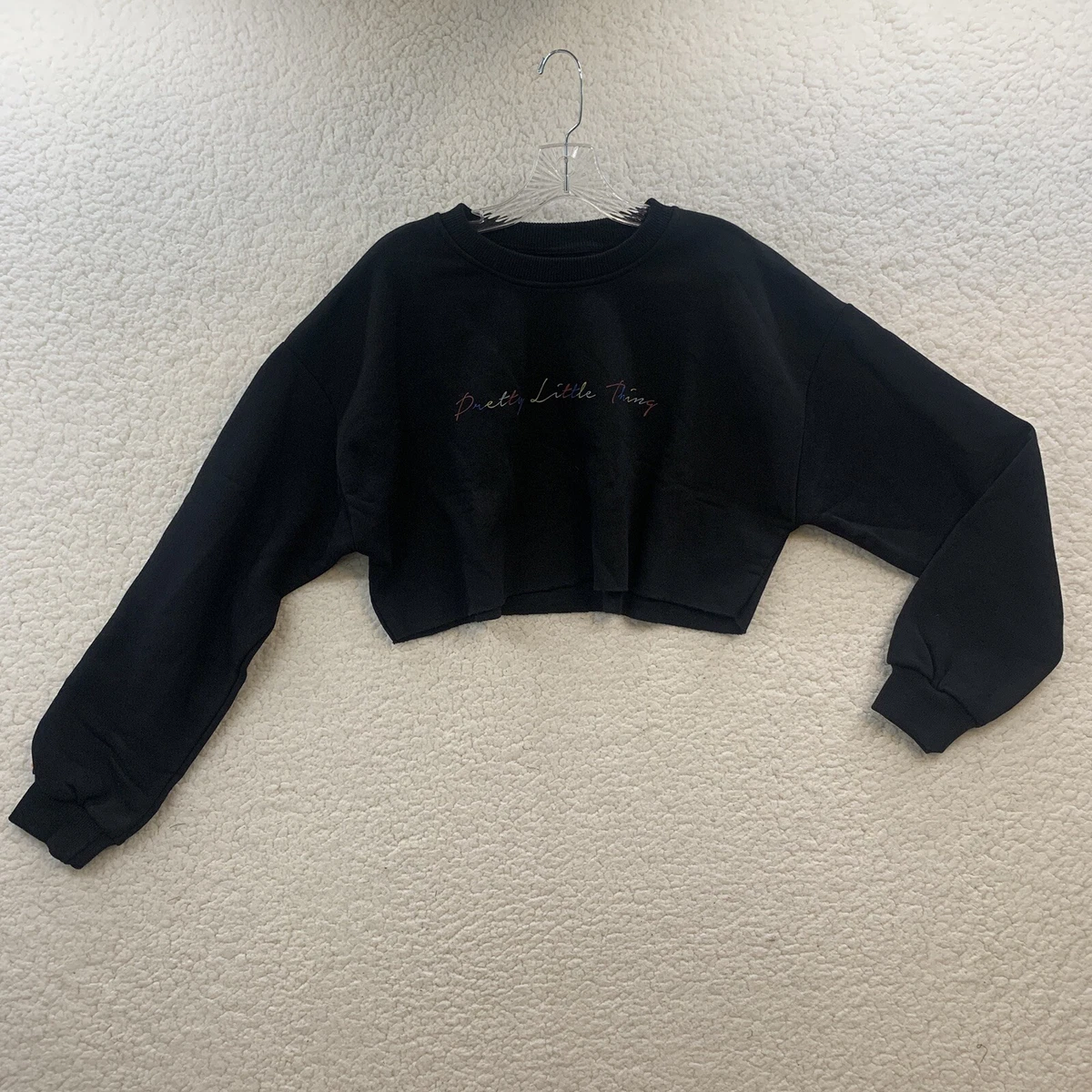 Pretty Little Things Women s Black Multi Cropped Cotton Sweater