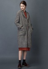 Wool Alpaca Herringbone Toast Slouchy Oversized Tweed “lavinia” Coat 14 16 18 Uk