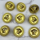9 VERSACE BUTTONS MEDUSA LOGO GOLD METAL 22MM VINTAGE
