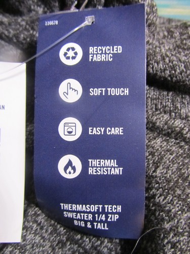 IZOD Thermasoft Tech Maglione Uomo Manica Lunga 1/4 Zip, Grigio Poliestere, 3XLT, Nuovo - Foto 7 di 8