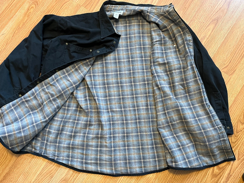 Carhartt Nero Tela Foderato Flanella Snap S296 BLK Shacket Lavoro Lavoro, Uomo 4XL - Foto 9 di 9