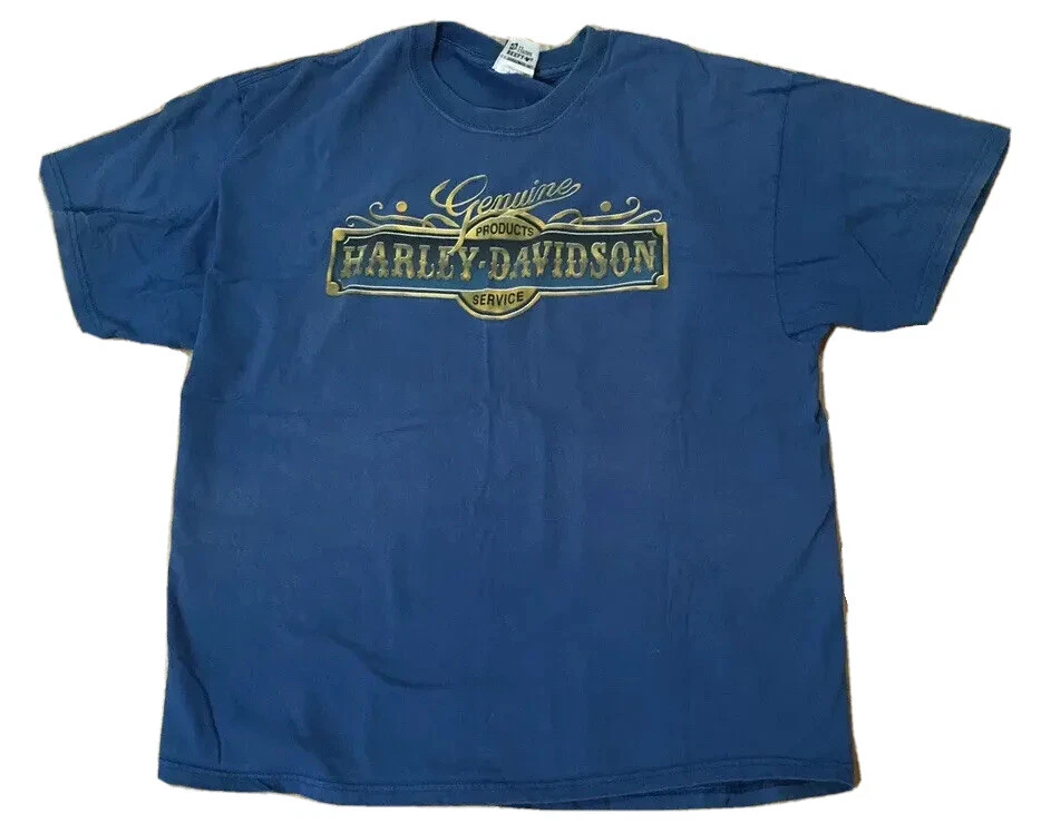 Harley Davidson Las Vegas T Shirt Men's 2XL Faded Blue Short Sleeve LV Café  Tee