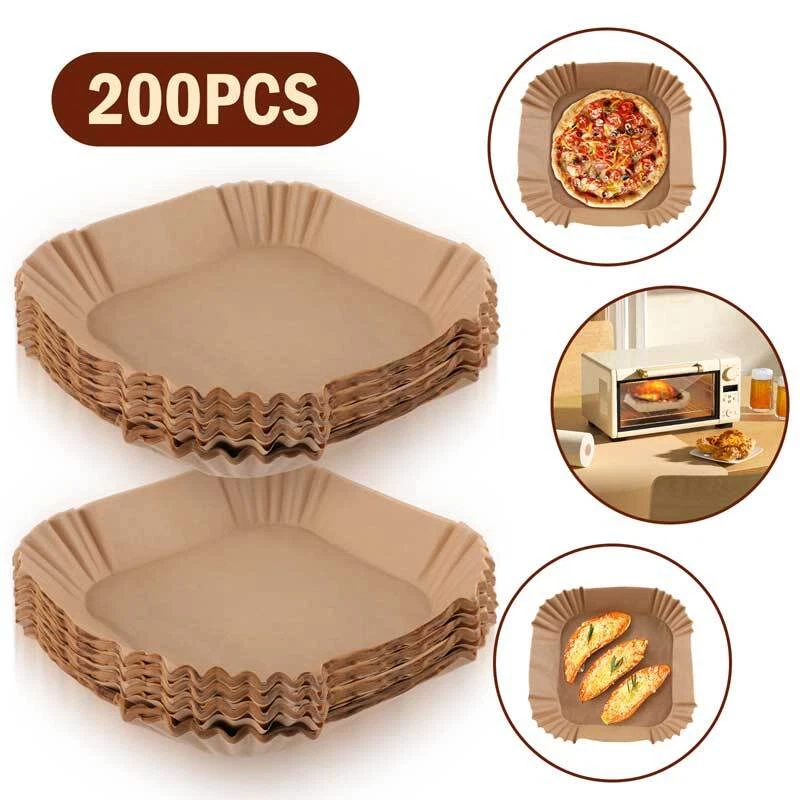 Air Fryer Liners 100/200Pcs Disposable Parchment Paper Liner Non Stick Food Safe Air Fryer Liners 100/200Pcs Disposable Parchment Paper Liner Non Stick Food Safe
