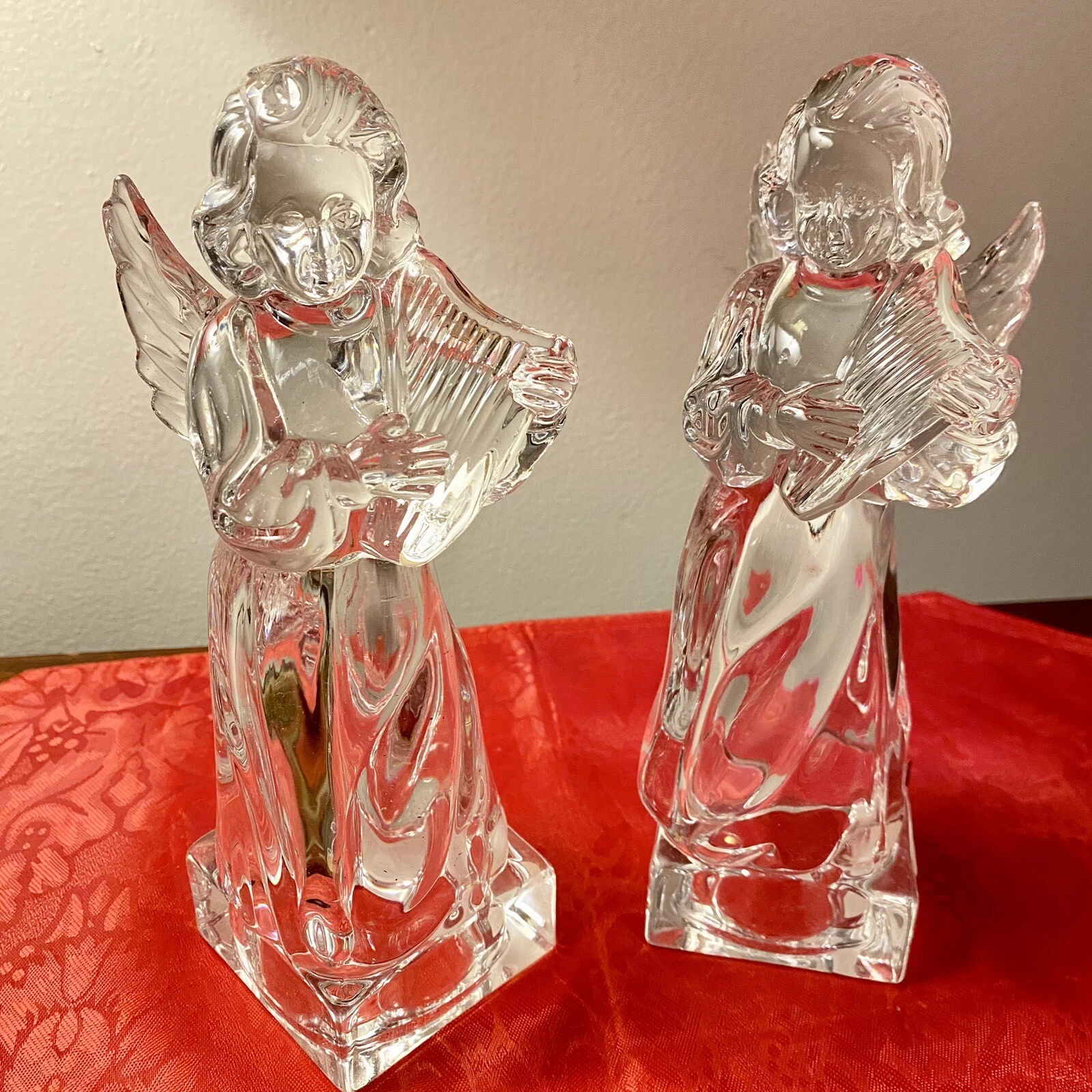 Vintage Hand Cut Crystal Glass Angel Figurines Mikasa Germany Herald Collection