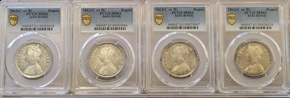 1862 C Or B BRITISH INDIA RUPEE PCGS MS61 Lot Of 4 | eBay