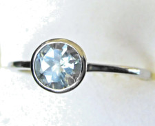 Genuine Aquamarine Solitaire Ring / size 5 / 925 Sterling Silver / 0.75ct