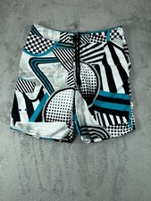 Mens Swimsuit Shorts Board OP Ocean Pacific 34 Blue Black Geometric Hawaiian