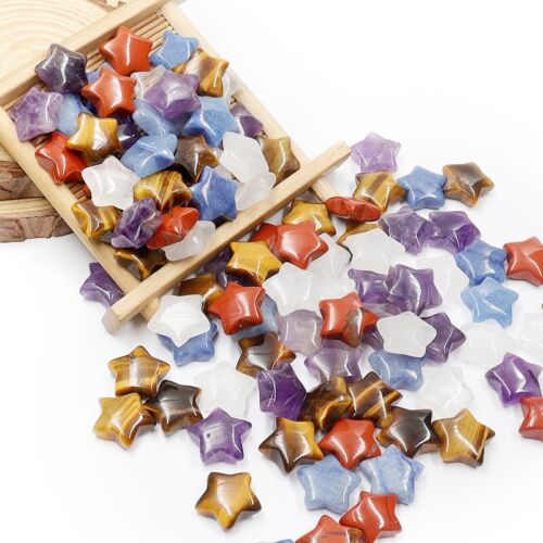 Mini Natural Quartz Crystal Stars Gemstone Healing Charms for jewelry 100pcs - Afbeelding 1 van 5