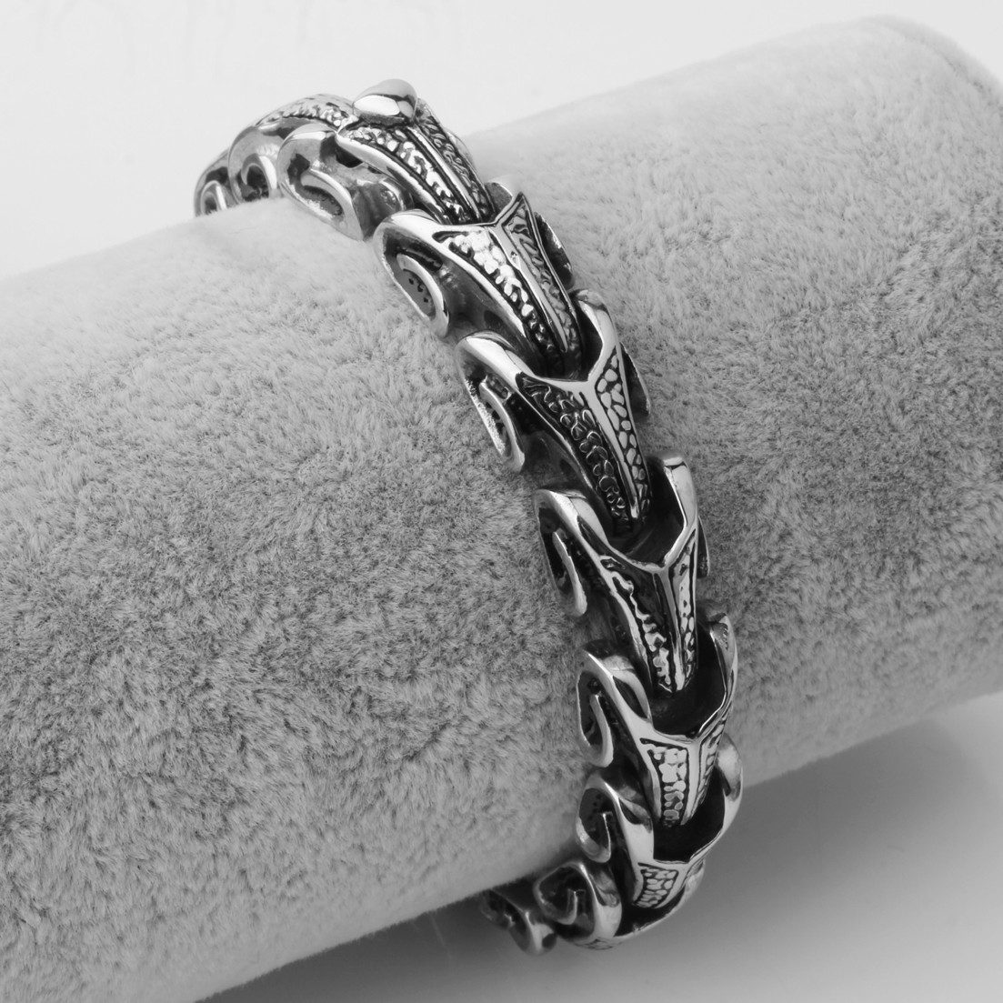 Fashion Heavy Stainless Steel Silver Snake Link Chain Mens Bracelet