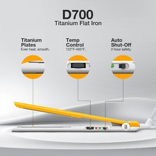 GK HAIR D700 Titanium Flat Iron – Pro Hair Straightener, Auto Shutoff, 150-232°C 2