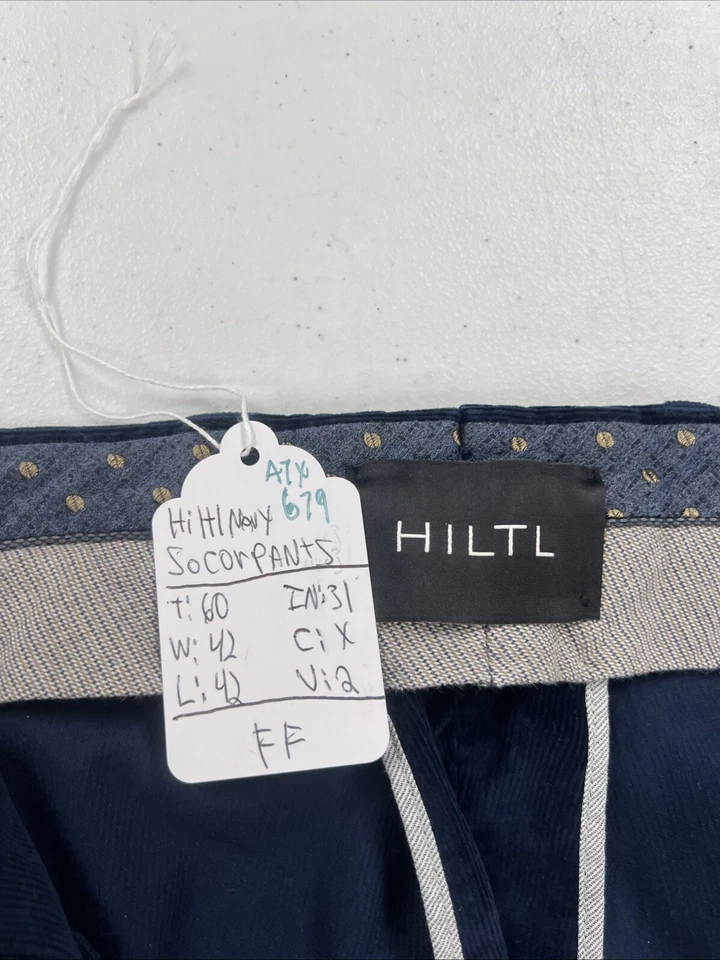 Pantalones chinos de pana de algodón azul marino Hiltl para hombre 42X31 $195 Foto 4 de 4