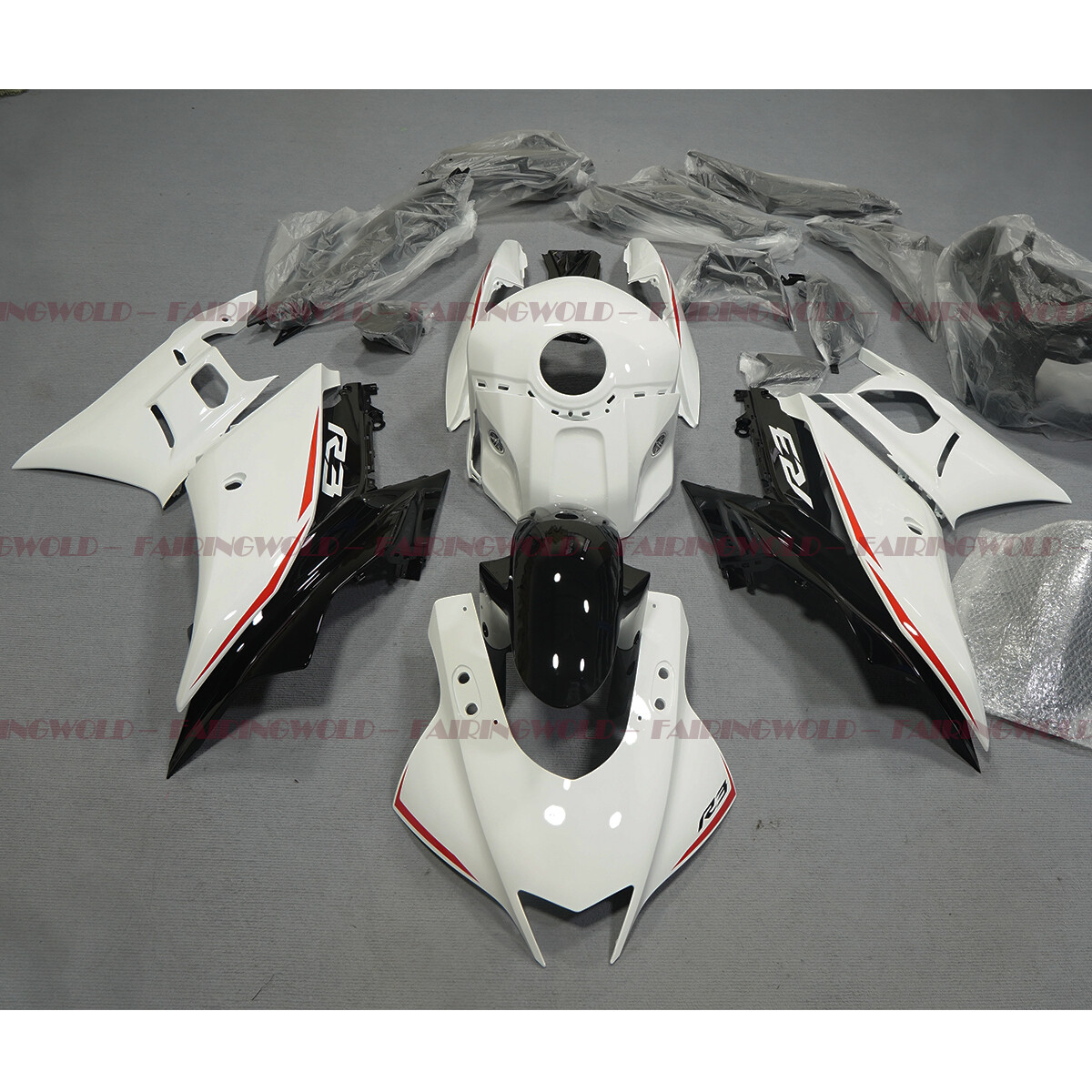 White ABS Fairing Kit For YAMAHA YZF R3 19-22 Injection Motorcycle
