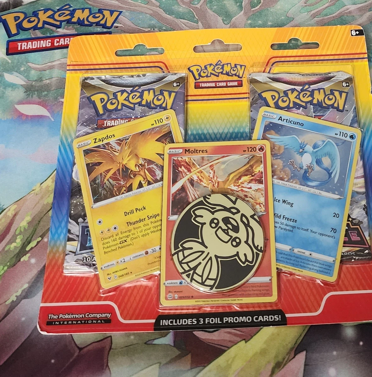 Pokémon TCG: Articuno, Zapdos & Moltres Cards with 2 Booster Packs & Coin