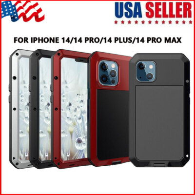 For iPhone 13 14 15 16 Pro Max Heavy Duty Protection Armor Metal Aluminum Case