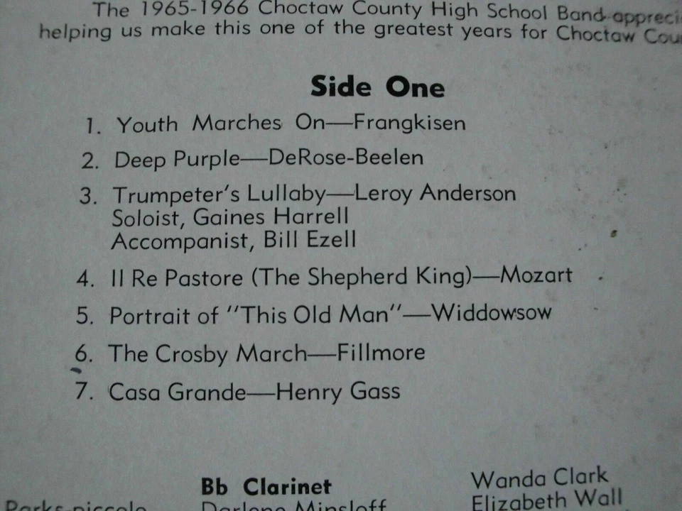 CHOCTAW COUNTY HIGH SCHOOL CONCERT BAND BUTLER, ALABAMA 65-66 VINYL LP MONO EX - Image 3 of 4