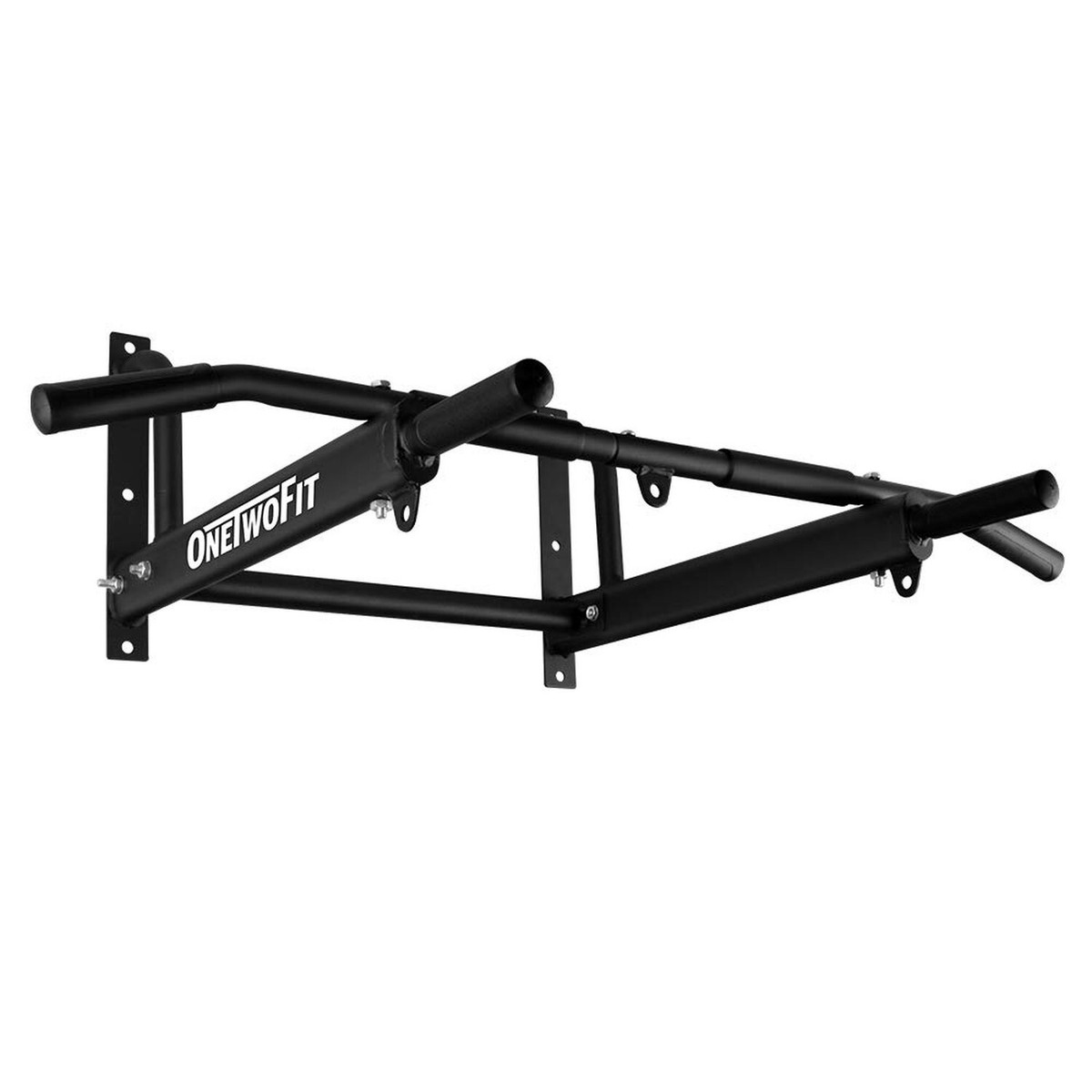 OneTwoFit Wall Mounted Pull Up Bar with More Stable 6-hole design