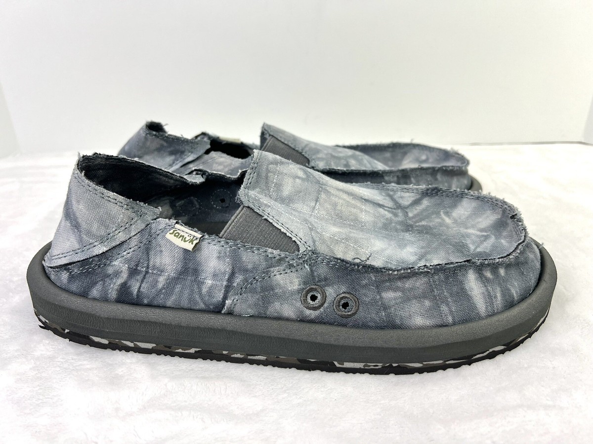Sanuk Vagabond Soft Top Tie Dye Grey Slip On Shoes Mens Size 