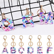 Alphabet Keyring A-Z Initials Letter Key Ring Coloful Key Chain A-Z Letter Shiny