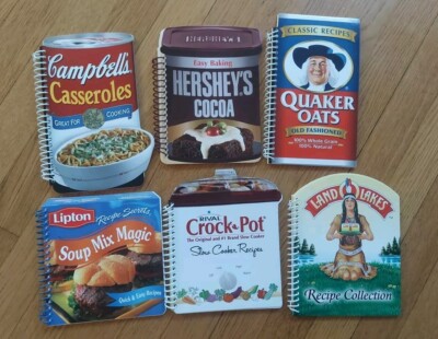 Set of 6 Spiral-Bound Recipe Collection LIPTON CAMPBELL'S HERSHEY'S CROCK - NEW