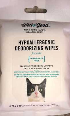 Hypoallergenic Deodorizing Wipes for Cats Fragrance Free-Brand New-SHIPS N 24 HR