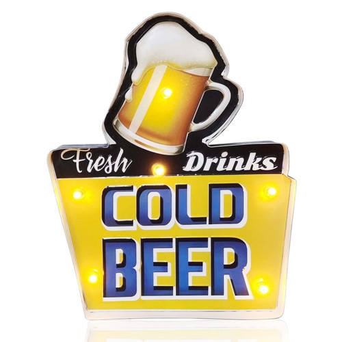 Metal Bar Sign Vintage Metal Shop Light Up Signs Wall Decorations Wall