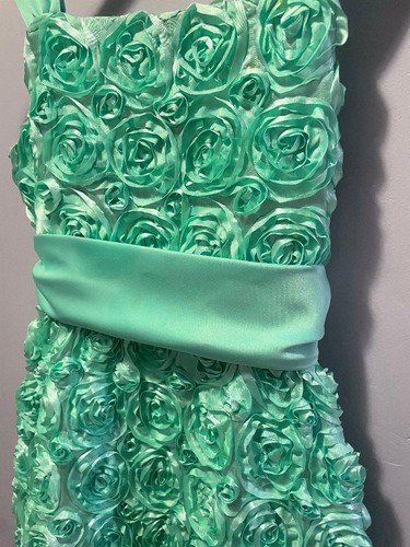 RARE EDITIONS Girls Teal Floral Front Tie Dress Size 16 FAST FREE SHIP US SELLER - Picture 7 of 7