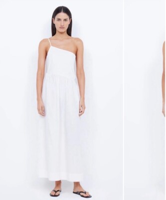 bec and bridge white one shoulder dress Bec + Bridge Lennox One Shoulder Crisp Cotton Maxi Dress White-Ivory Size 4