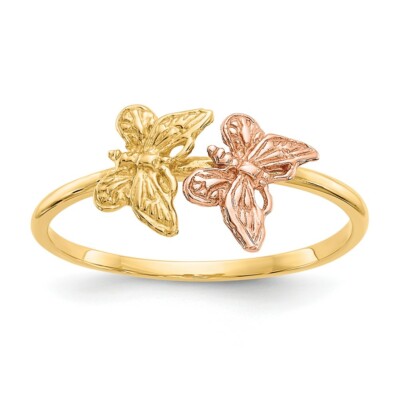 14K Two-tone Gold Polished Butterfly Ring Size 7