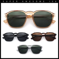 Mens Hipster Keyhole Rectangle Horn Rim Plastic Nostalgic Sunglasses