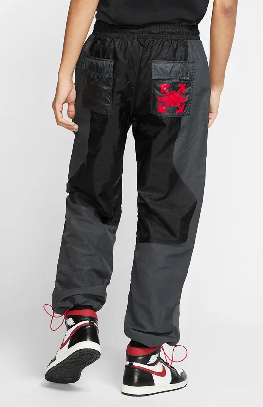 Off-White x Jordan Woven Pants Men's Size XL Black Grey Red