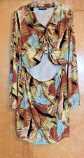 Pretty Little Thing Multicolor Knit Ruched Cutout Mini Dress Sz 20 lg slv collar