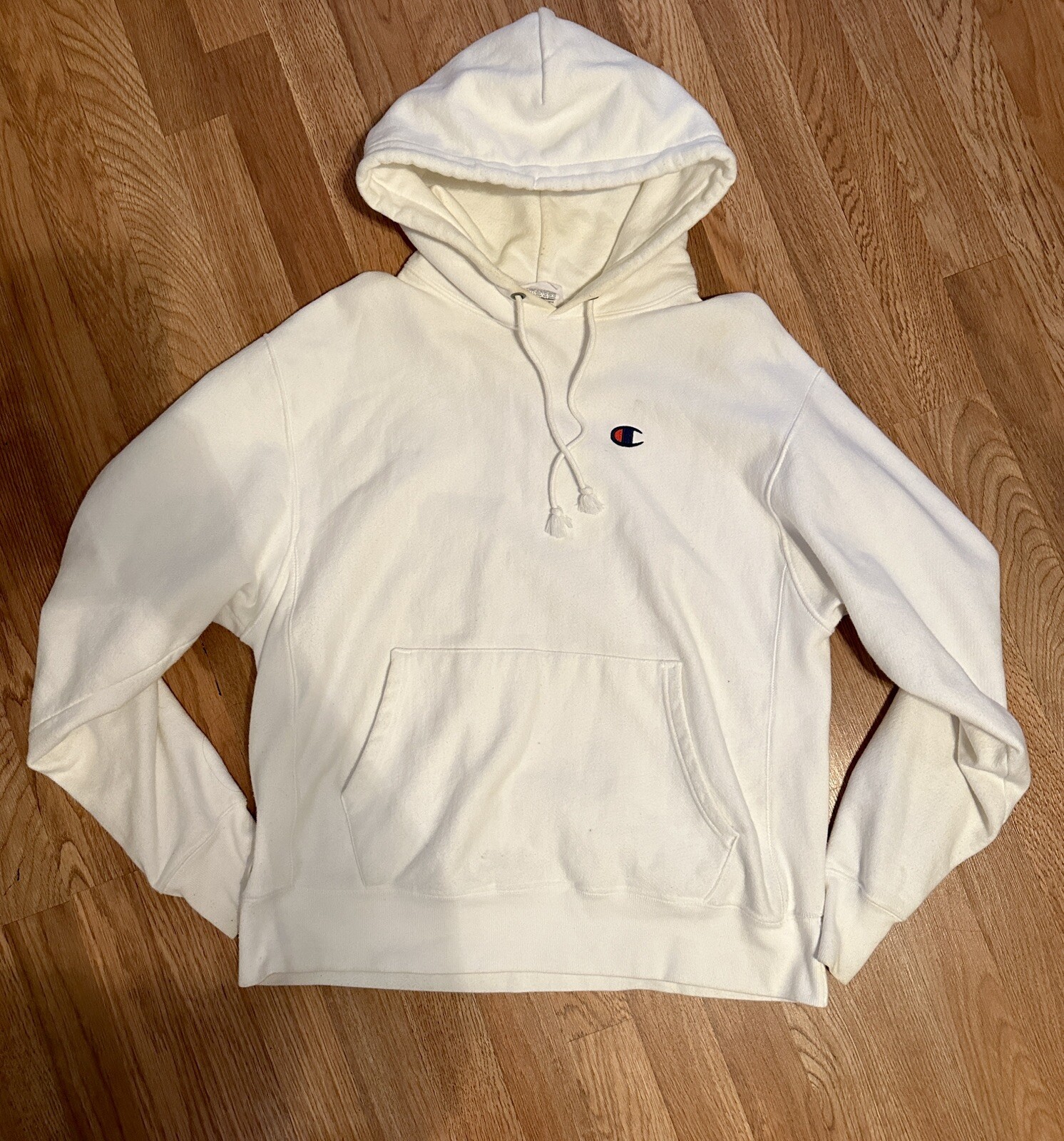 Champion Reverse Weave Patch Logo White Pullover … - image 1