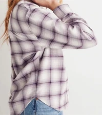 Madewell Shirt Size Medium Purple Flannel Kempton Linbrook Plaid Button-Up