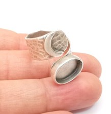Crescent Ring Setting Blank Cabochon Ring Mounting Adjustable Wrap Ring Base