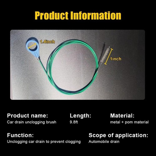 9.84FT Car Sunroof Drain Cleaning Tool – Flexible Long Tube Brush Cleaner