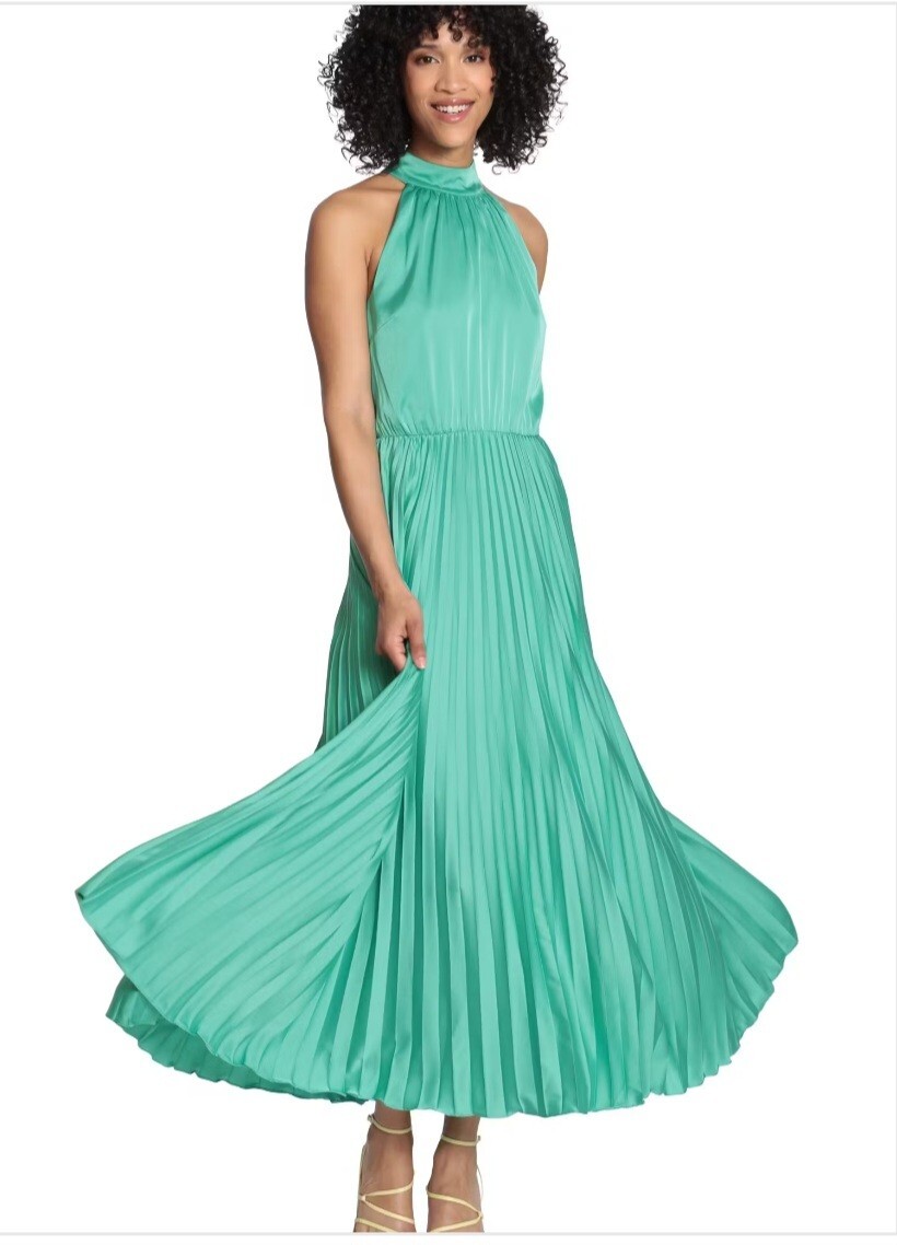 Maggy London Wintergreen Pleated Maxi Dress eBay