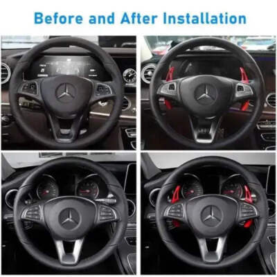 AUTO-spro BLAUW Stuurwiel Aluminium Paddle Shifter voor Benz C-Klasse, CLA- Klasse, GLE-Klasse, S-Klasse 2015-2018 (Zilver