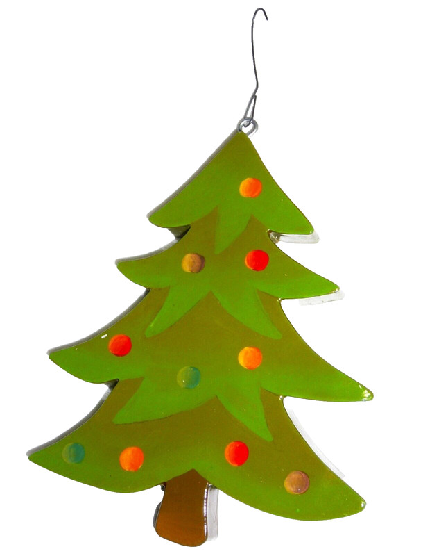 Vintage Large Wooden CHRISTMAS TREE Ornament Wood Hand Painted Hand Made 1989