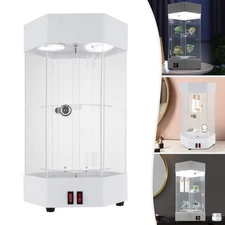 Electric Jewelry Clear Display Case Acrylic 360 Rotating W/ Built 10.63x18.9"